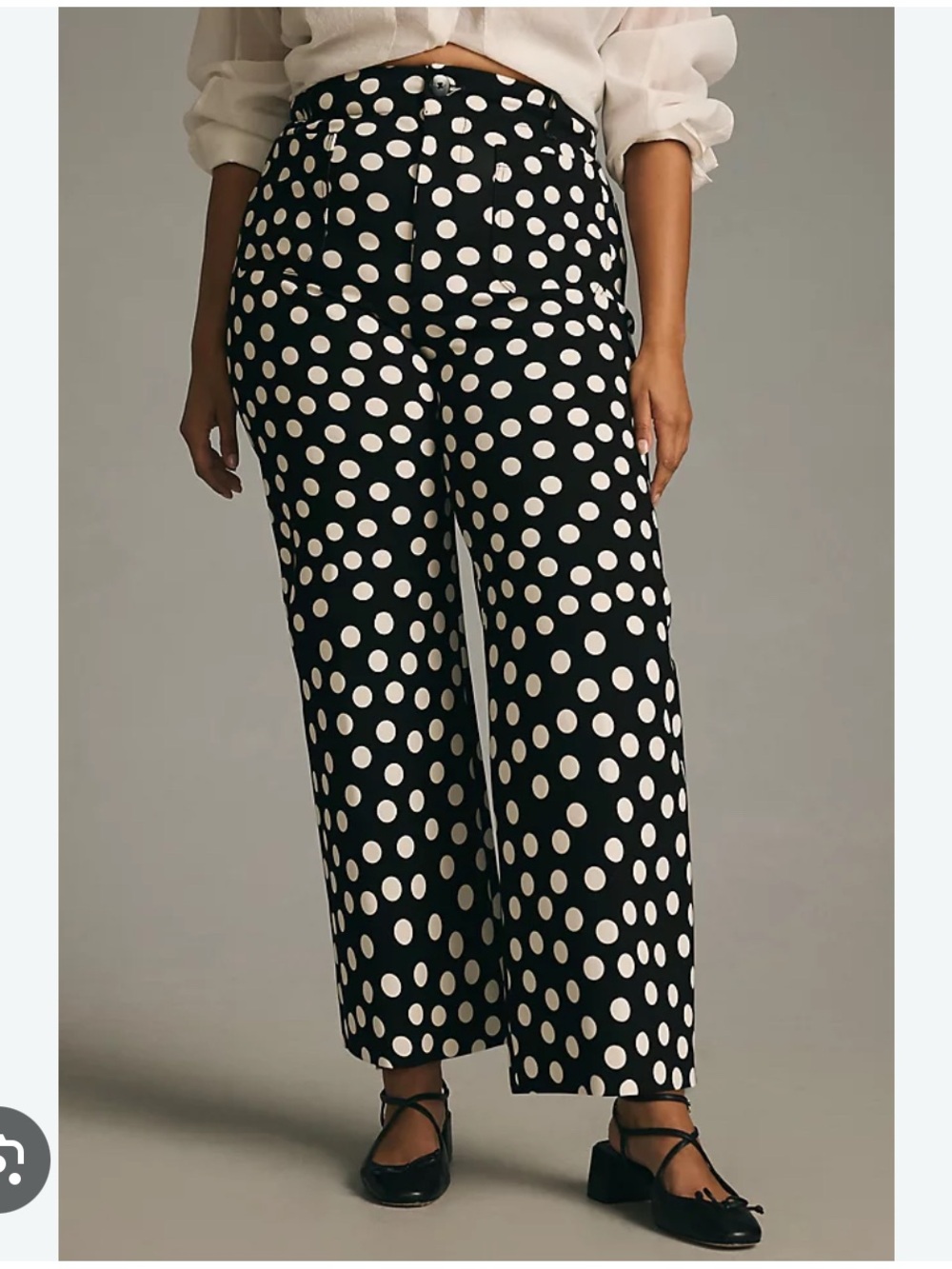 Anthropologie Colette Cropped Black & White Polka Dot Wide-Leg Pants